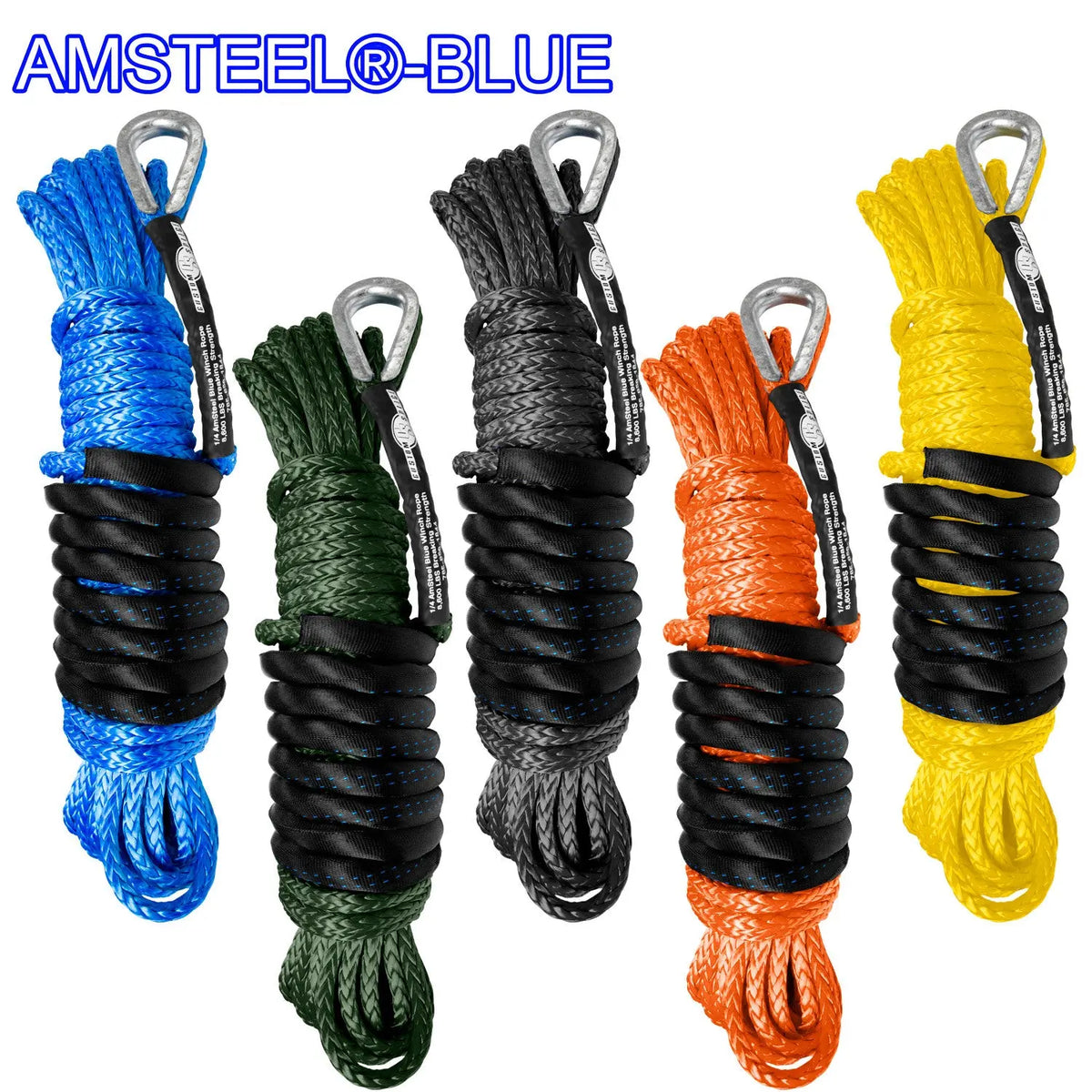 1/4" Main Line Winch Rope - AmSteel Blue Custom Splice - AmSteel Blue