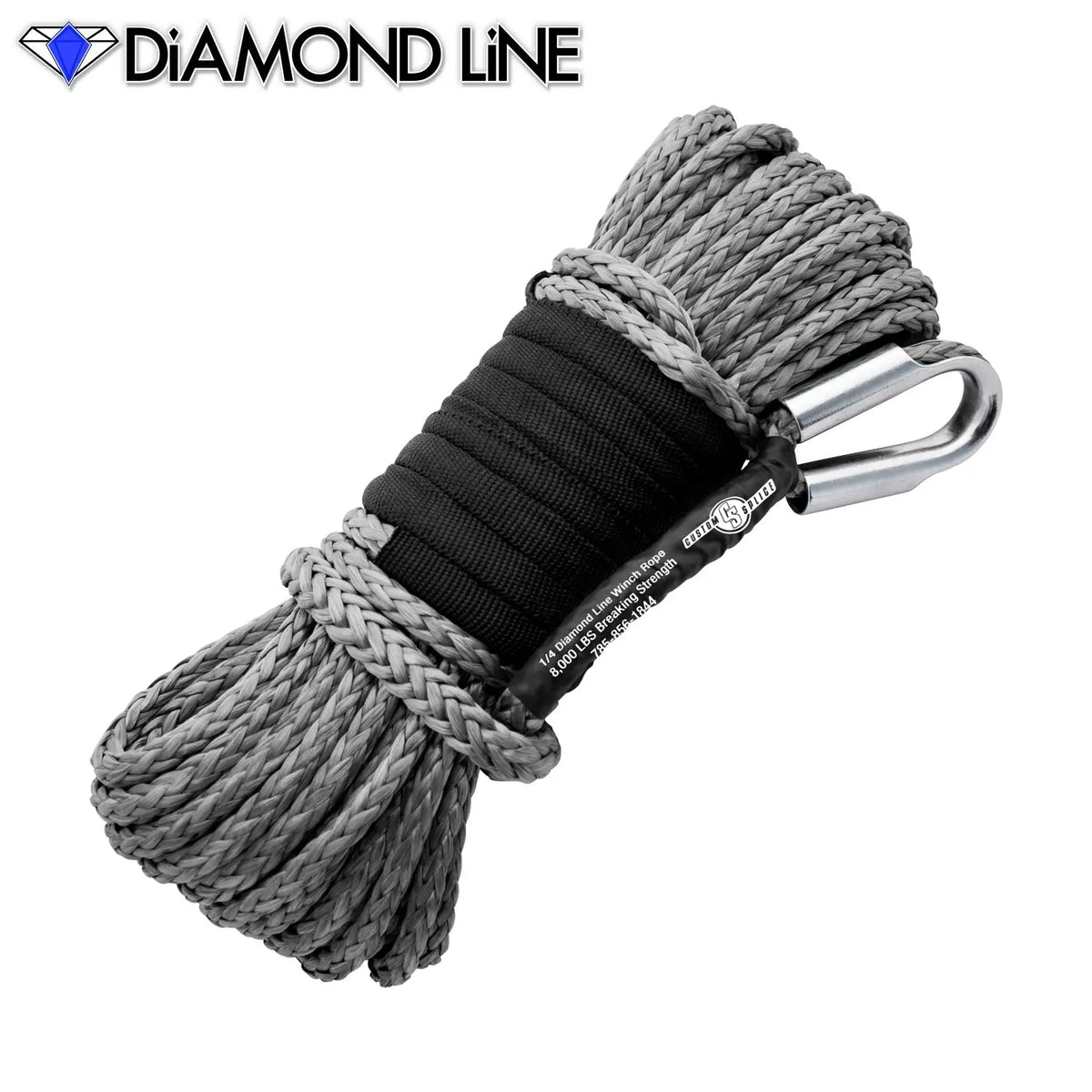 1/4" X 55' Main Line Winch Rope - Diamond Line Custom Splice - Diamond Line