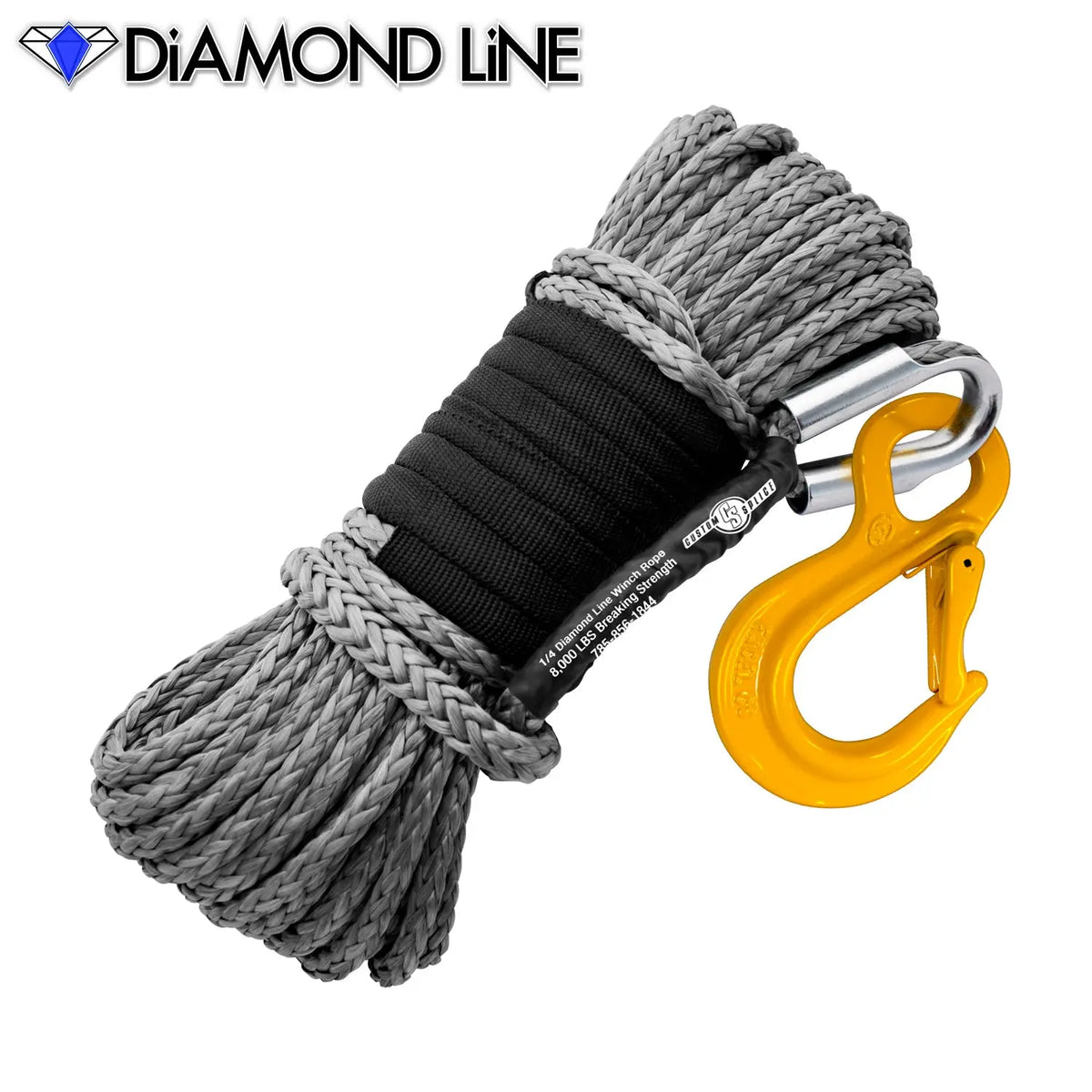 1/4" X 55' Main Line Winch Rope - Diamond Line Custom Splice - Diamond Line