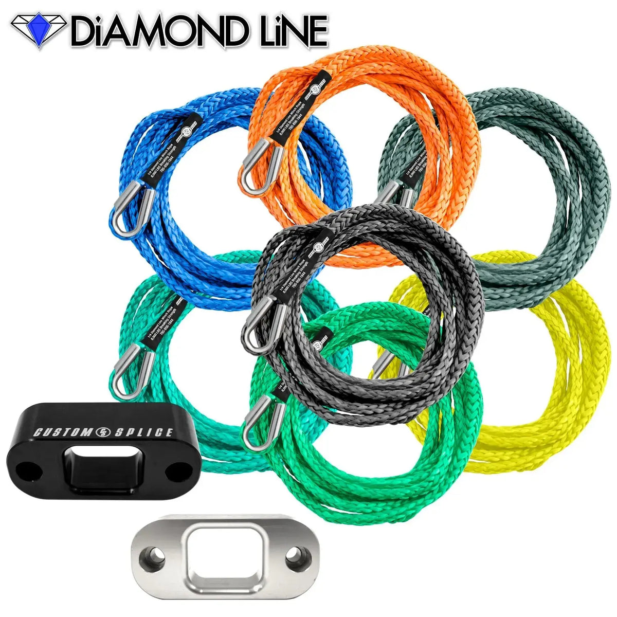Custom Splice Warn PullzAll 1/4" x 15' Synthetic Winch Rope Conversion Kit  Custom Splice