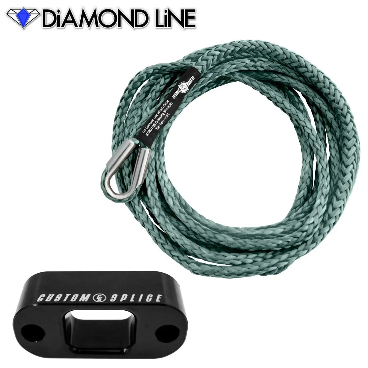 Custom Splice Warn PullzAll 1/4" x 15' Synthetic Winch Rope Conversion Kit  Custom Splice