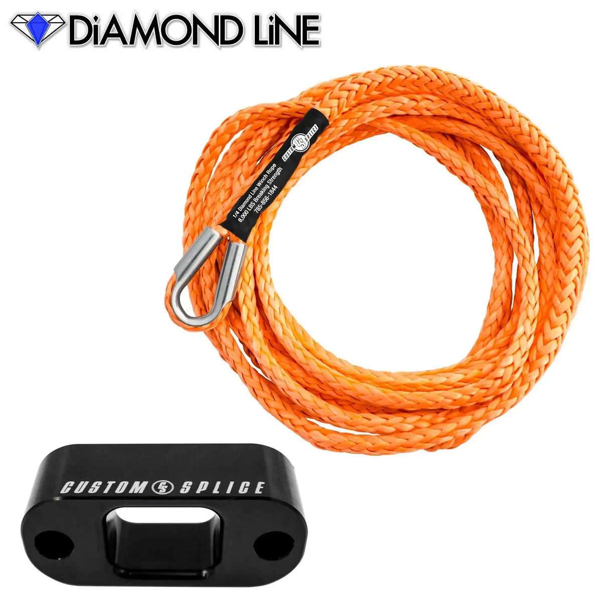 Custom Splice Warn PullzAll 1/4" x 15' Synthetic Winch Rope Conversion Kit  Custom Splice