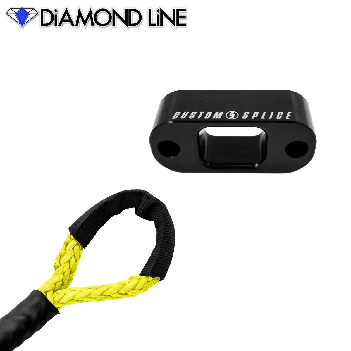 Custom Splice Warn PullzAll 1/4" x 15' Synthetic Winch Rope Conversion Kit Diamond-Yellow-Black-Soft-Eye Custom Splice