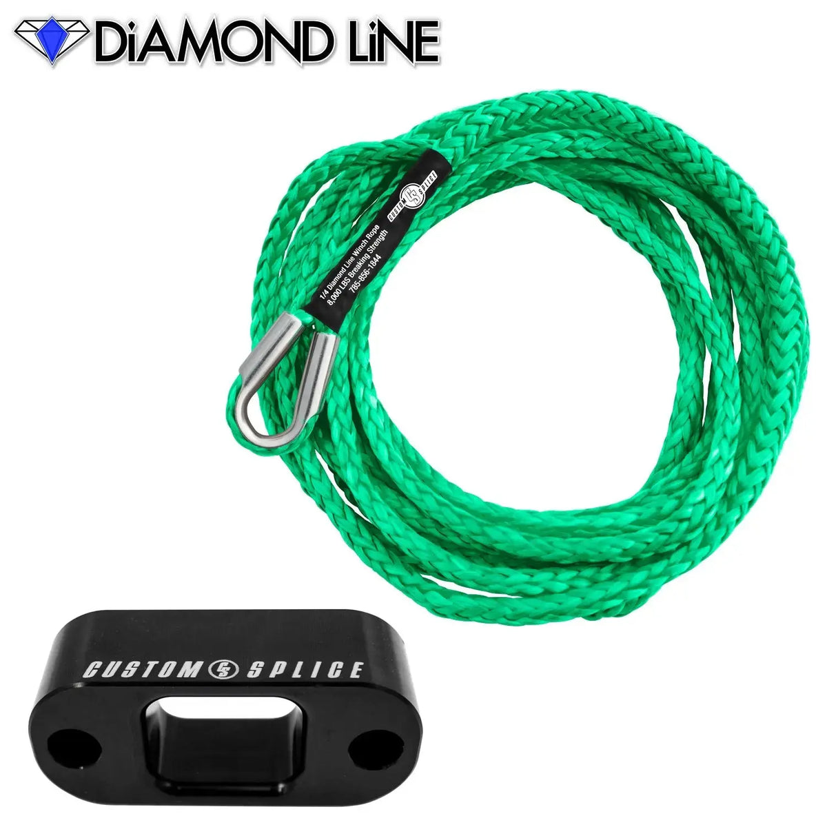 Custom Splice Warn PullzAll 1/4" x 15' Synthetic Winch Rope Conversion Kit  Custom Splice