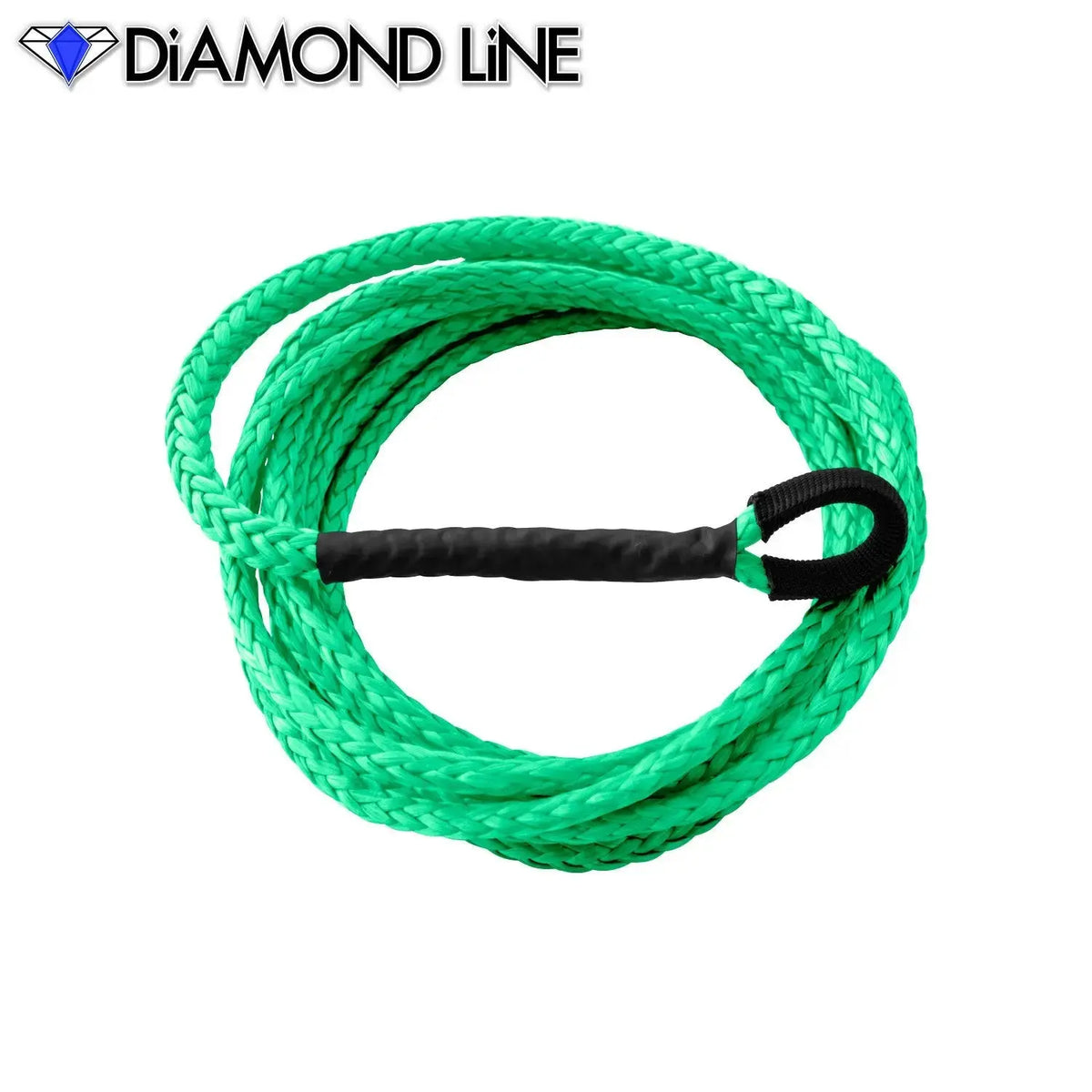 ATV UTV Snow Plow Lift Synthetic Winch Rope - Diamond Line Bright-Green-1-4-X-12-Standard-Fused-Cut-Rope-End Custom Splice