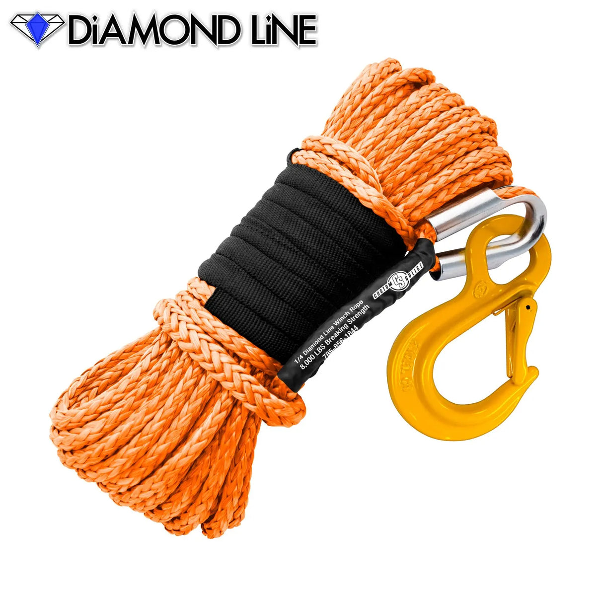 SxS UTV Diamond Line Rope / Fairlead Bundle 1/4" X 55' Custom Splice - Diamond Line