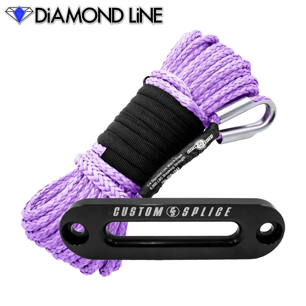 SxS UTV Diamond Line Rope / Fairlead Bundle 1/4" X 55' Custom Splice - Diamond Line