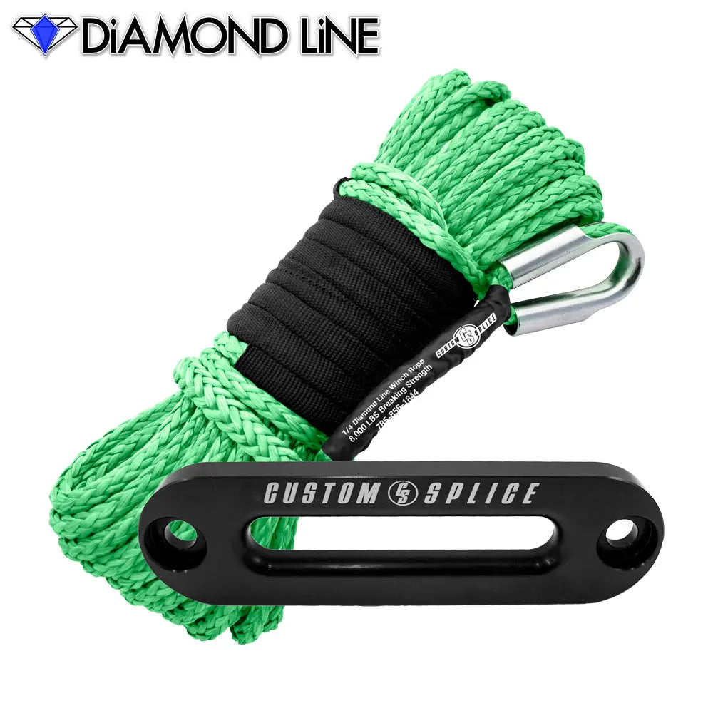 SxS UTV Diamond Line Rope / Fairlead Bundle 1/4" X 55' Custom Splice - Diamond Line