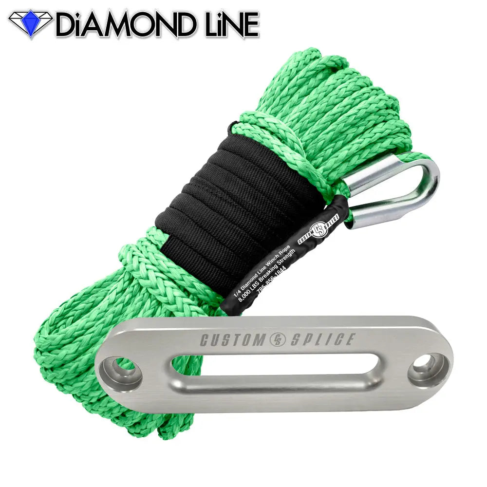 SxS UTV Diamond Line Rope / Fairlead Bundle 1/4" X 55' Custom Splice - Diamond Line