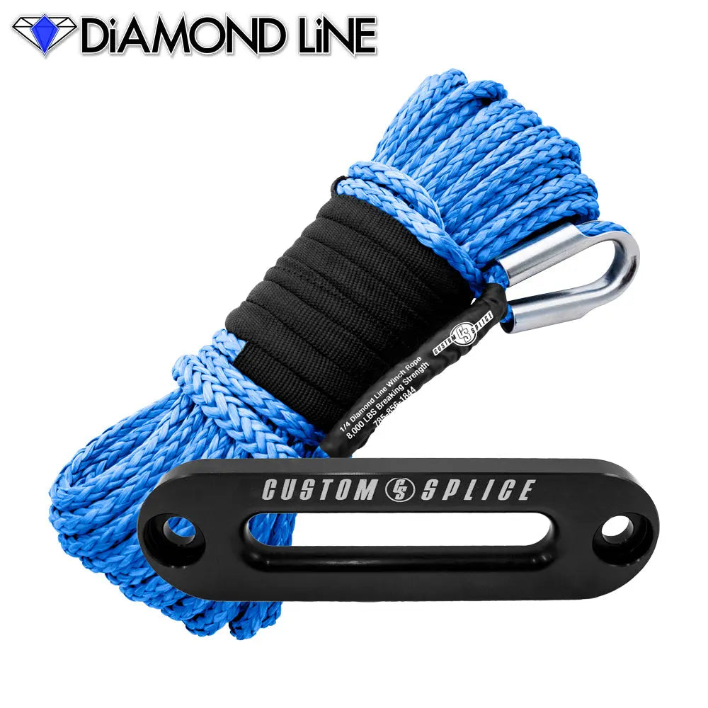 SxS UTV Diamond Line Rope / Fairlead Bundle 1/4" X 55' Custom Splice - Diamond Line