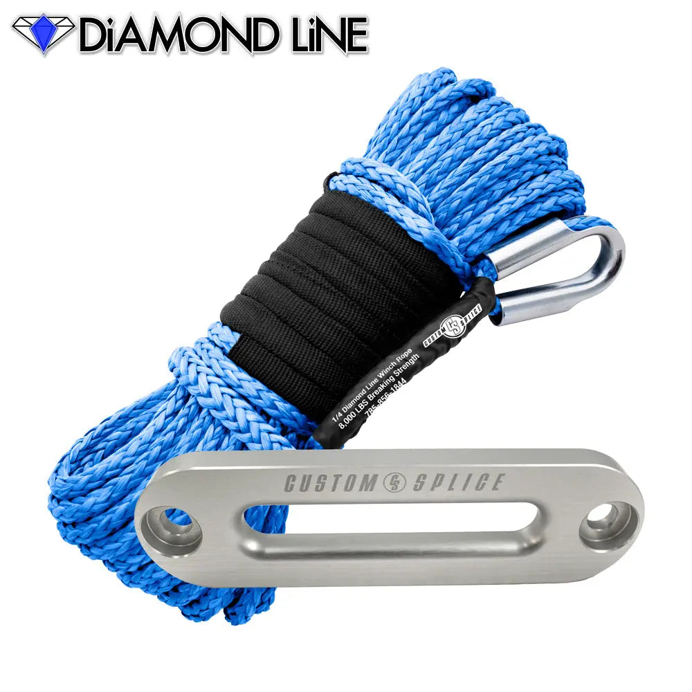 SxS UTV Diamond Line Rope / Fairlead Bundle 1/4" X 55' Custom Splice - Diamond Line