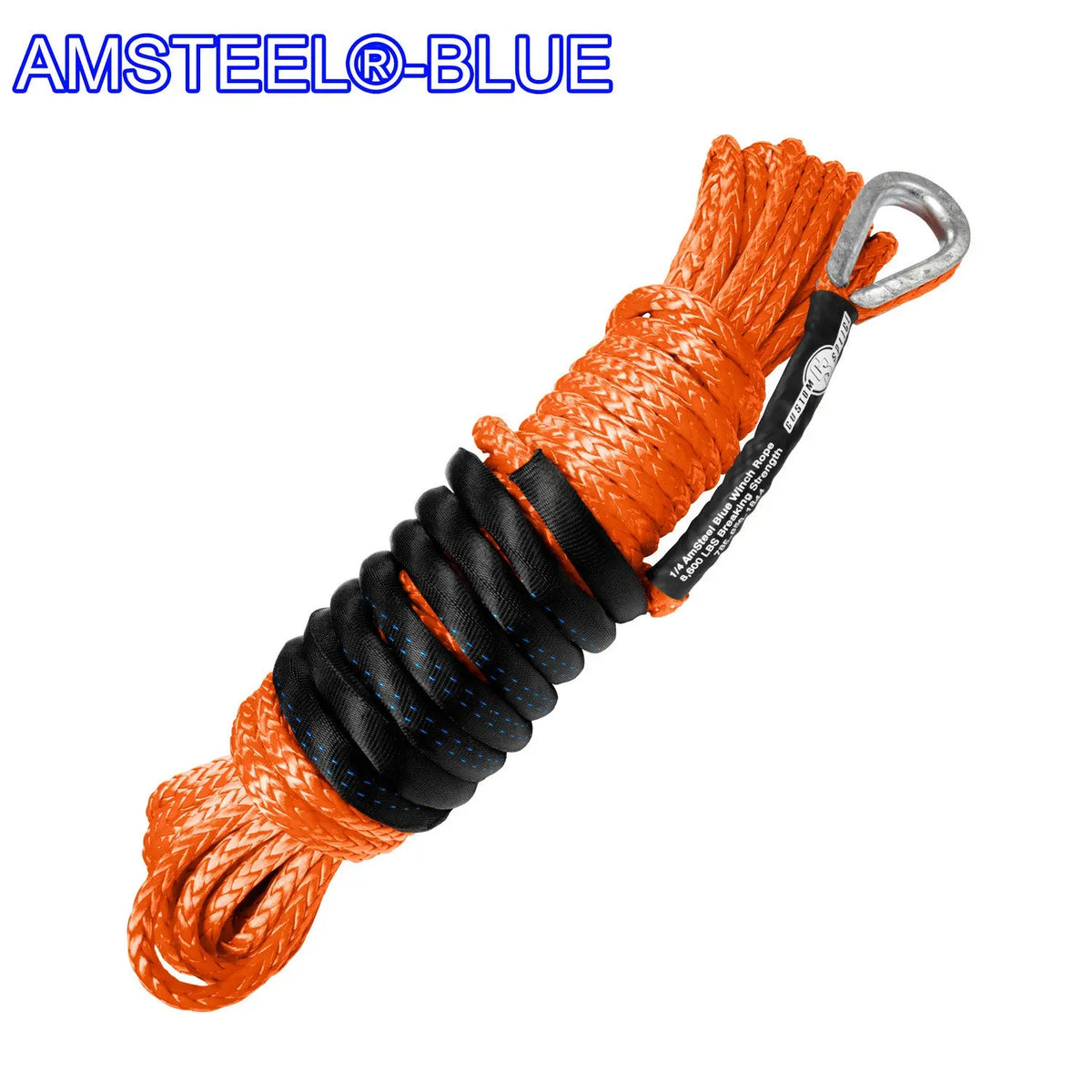 1/4" Main Line Winch Rope - AmSteel Blue Custom Splice - AmSteel Blue