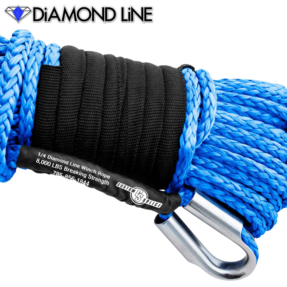 1/4" X 55' Main Line Winch Rope - Diamond Line Custom Splice - Diamond Line