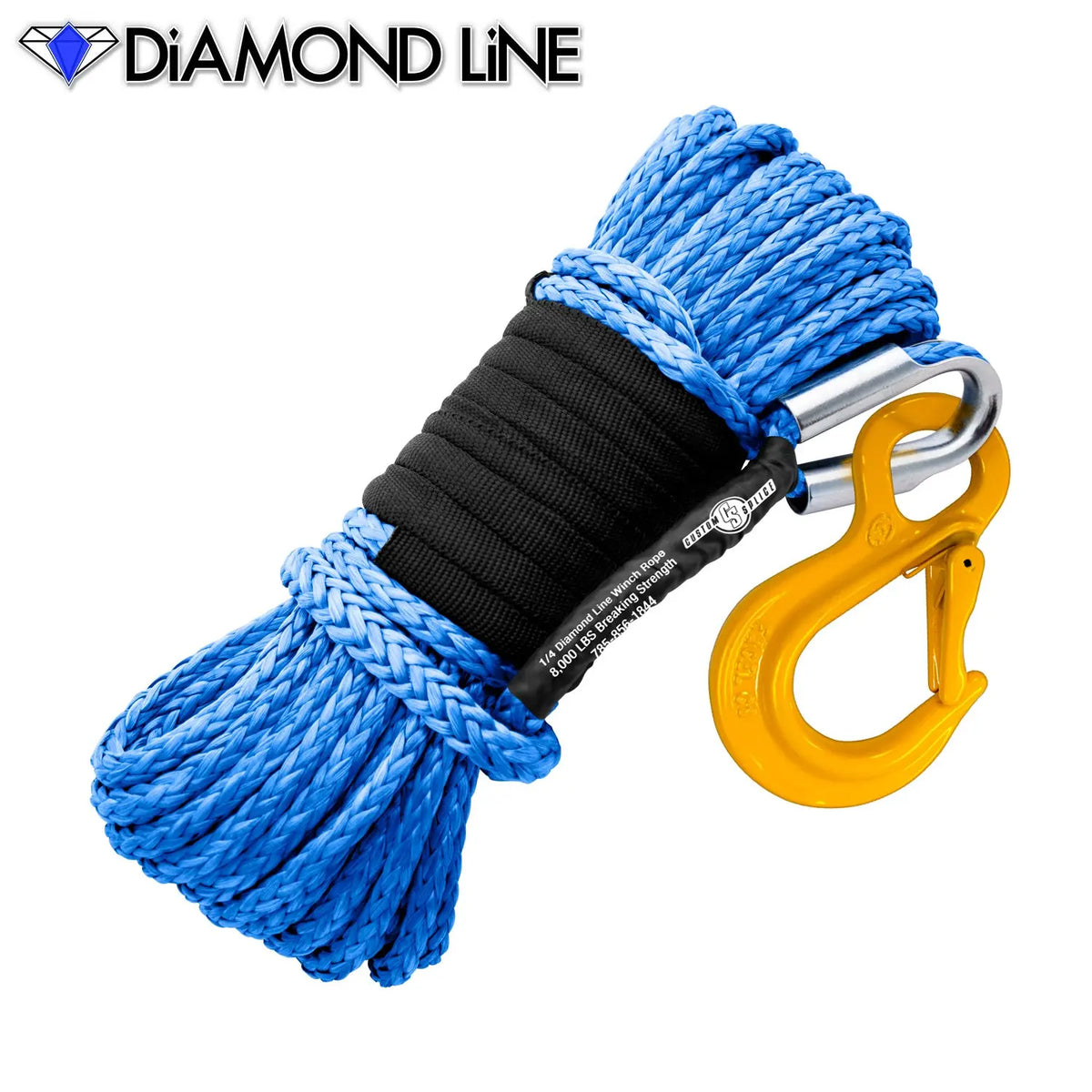 1/4" X 55' Main Line Winch Rope - Diamond Line Custom Splice - Diamond Line