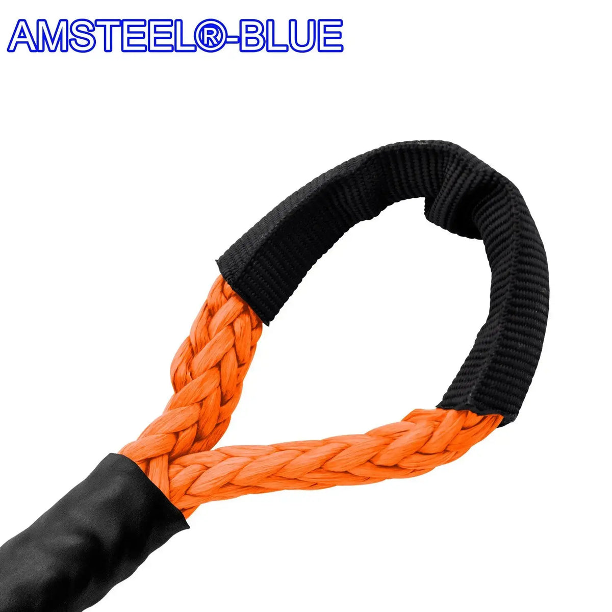3/16" X 50' Main Line Winch Rope - AmSteel Blue Orange-Soft-Eye Custom Splice
