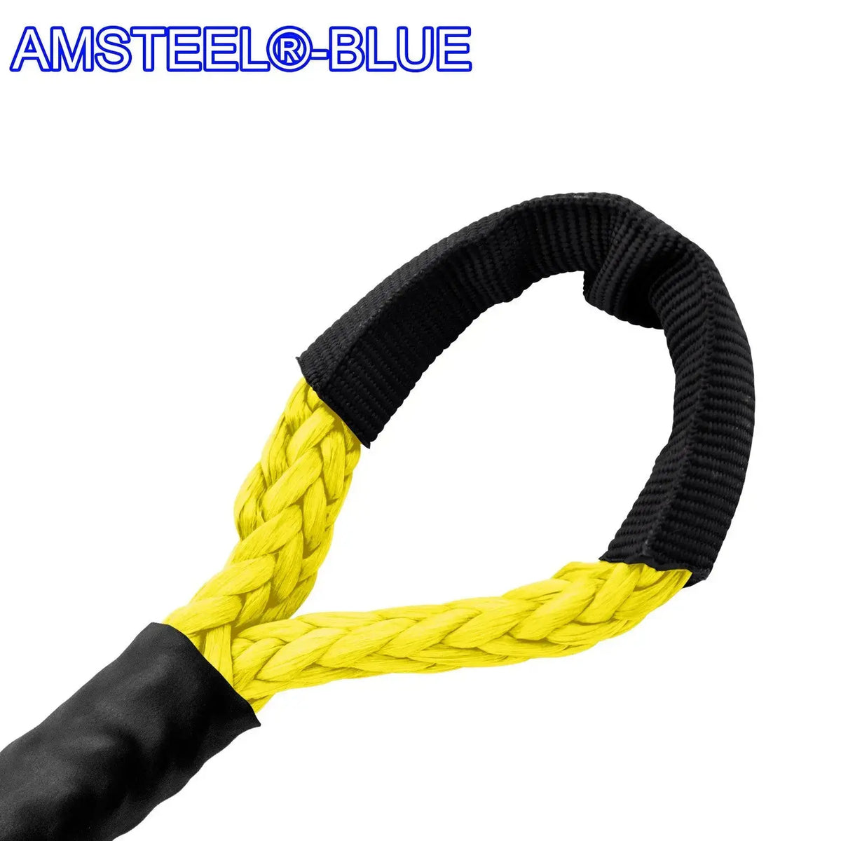3/16" X 50' Main Line Winch Rope - AmSteel Blue Yellow-Soft-Eye Custom Splice