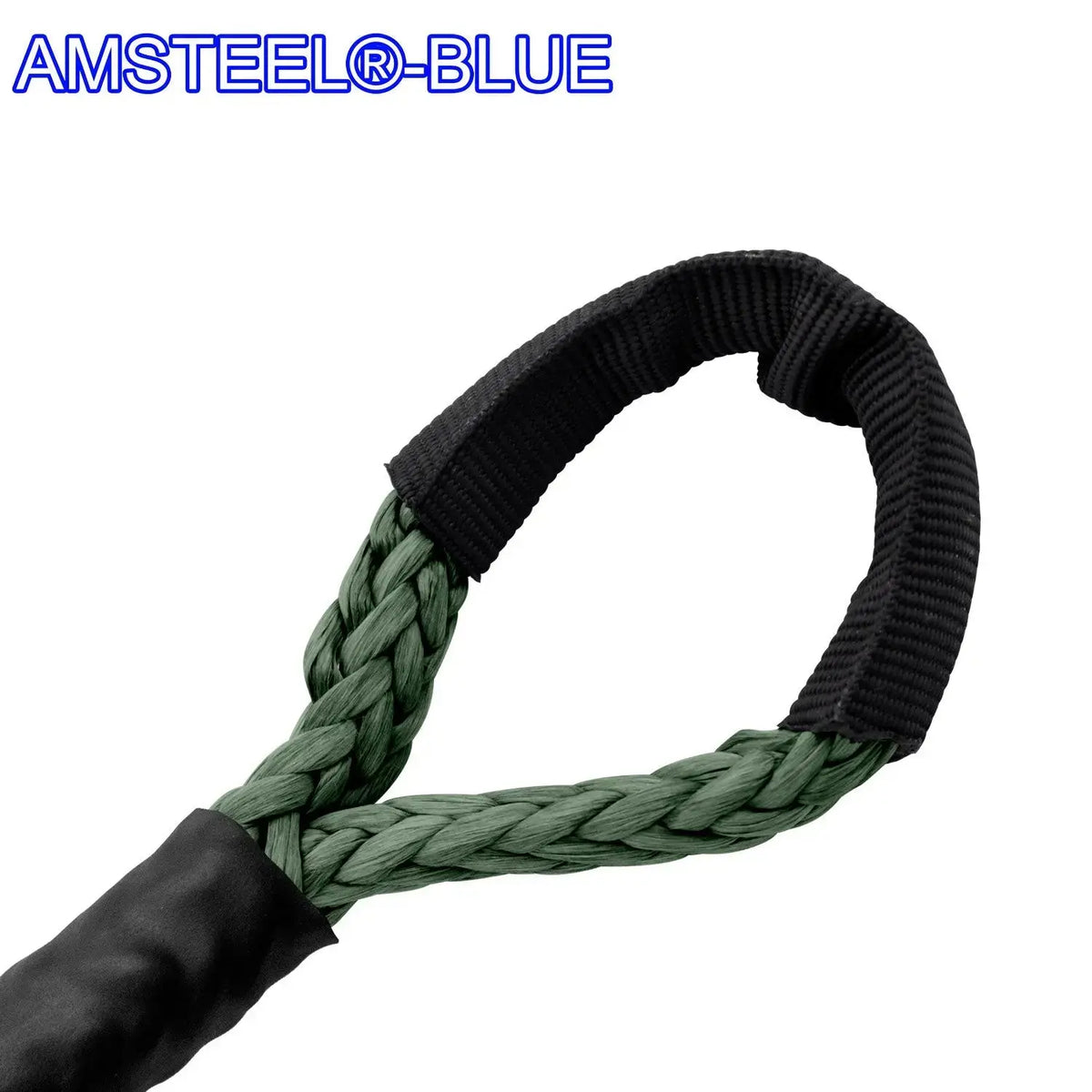 3/16" X 50' Main Line Winch Rope - AmSteel Blue OD-Green-Soft-Eye Custom Splice