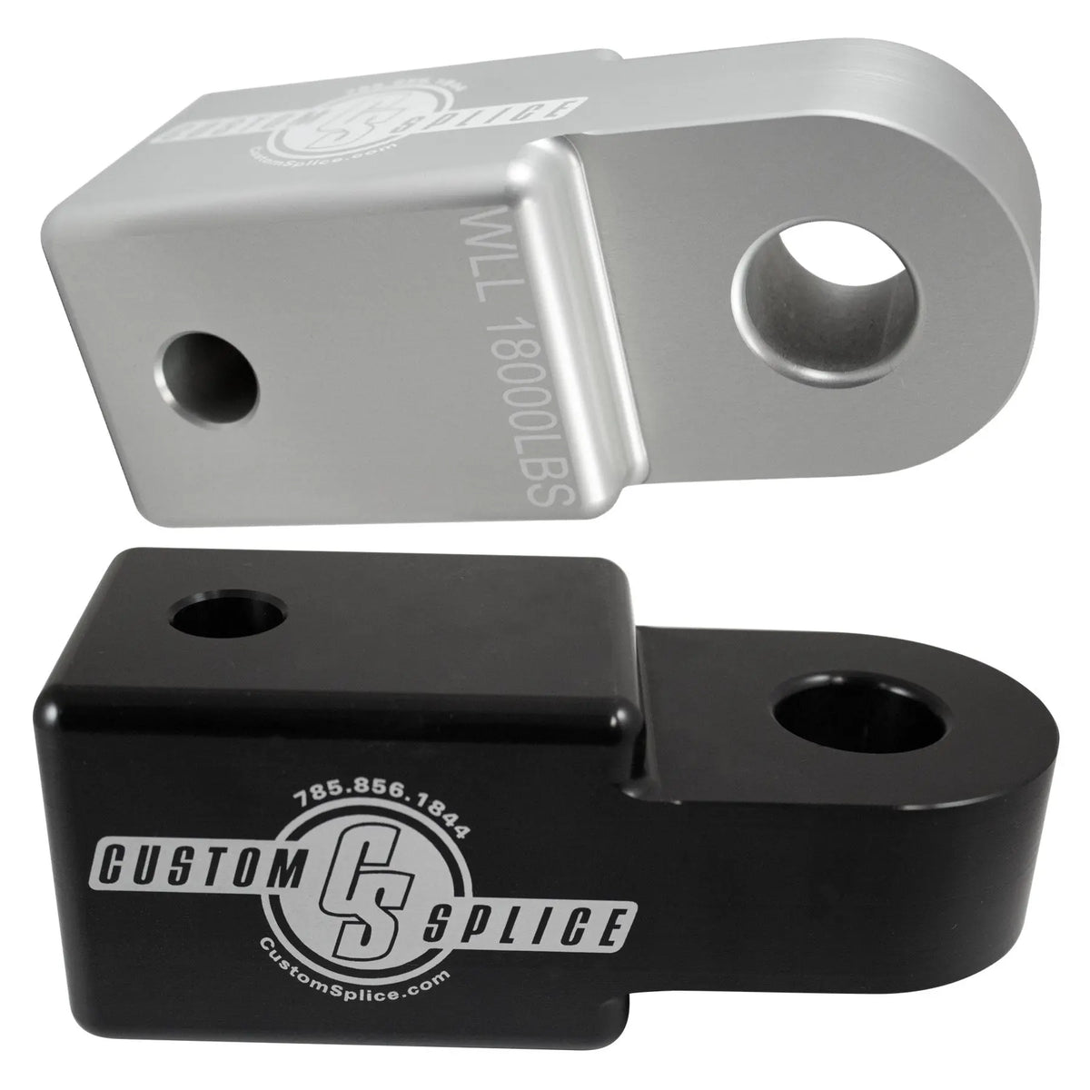 Black and Silver 2 1/2" Hitch Receiver Shackle Adapter.