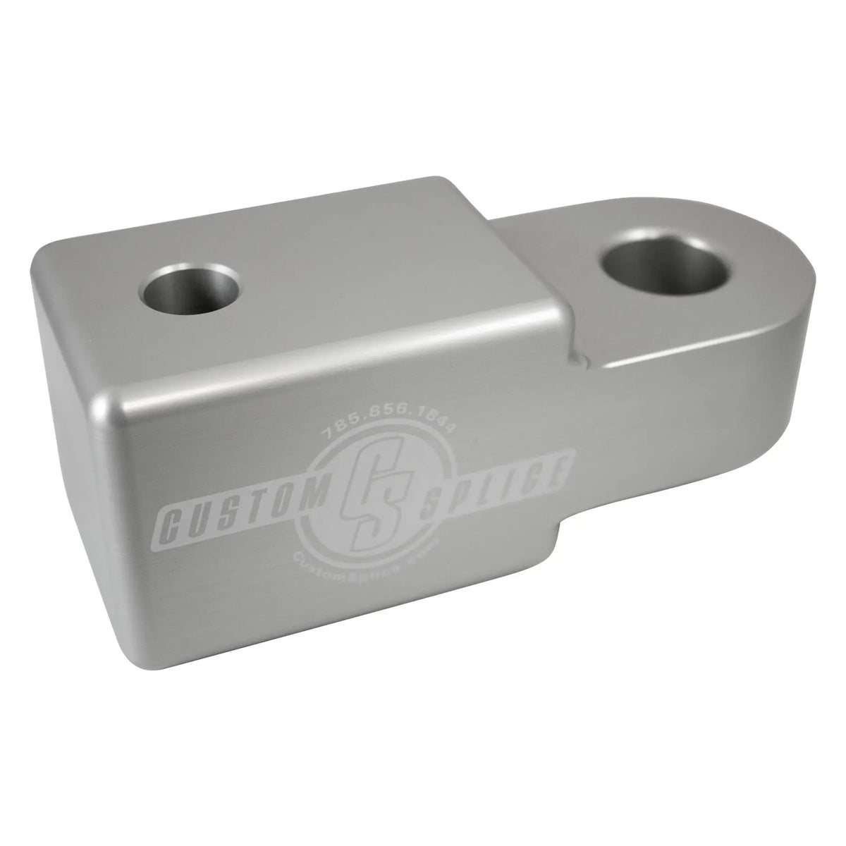 Silver 2 1/2" Hitch Receiver Shackle Adapter - Angled view for profile and scale. 