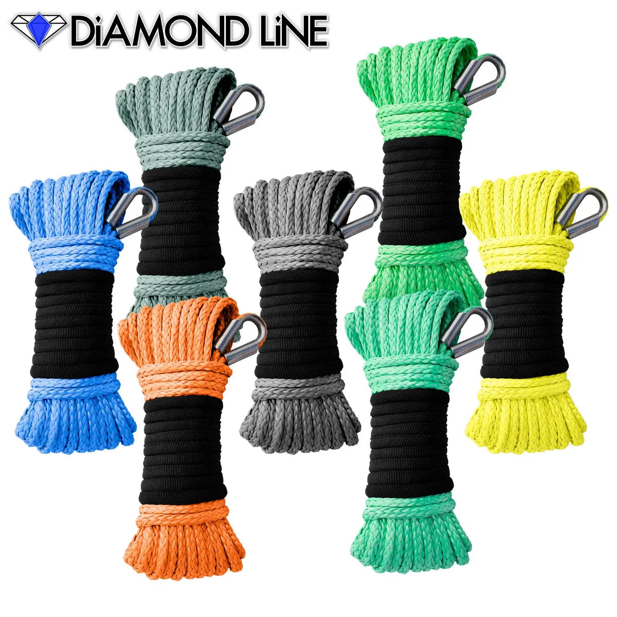 3/16" x 50' Diamond Line Winch Rope Mainline - Assorted Colors