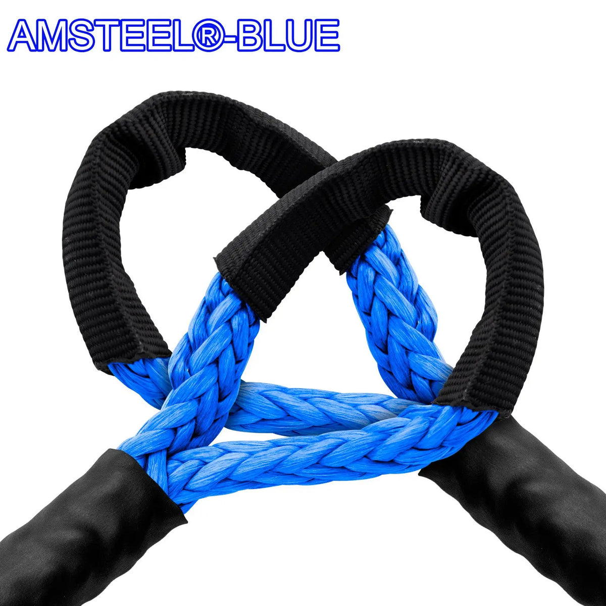 US Made AMSTEEL Blue Winch Rope 3/16 inch x 50 ft Black (5,400 lb Strength)  (Off-Road Vehicle Recovery)