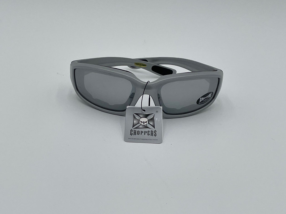 Choppers Padded Bikers Sport Sunglasses Silver Mirrored