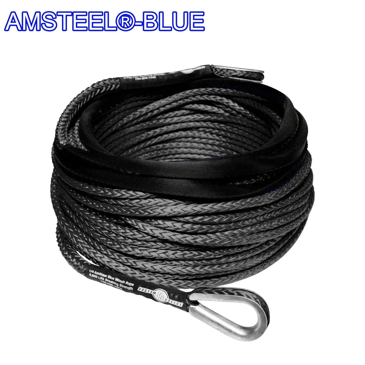 1/4" Extension - AmSteel Blue Winch Rope Gray-100-Standard-Thimbles Custom Splice