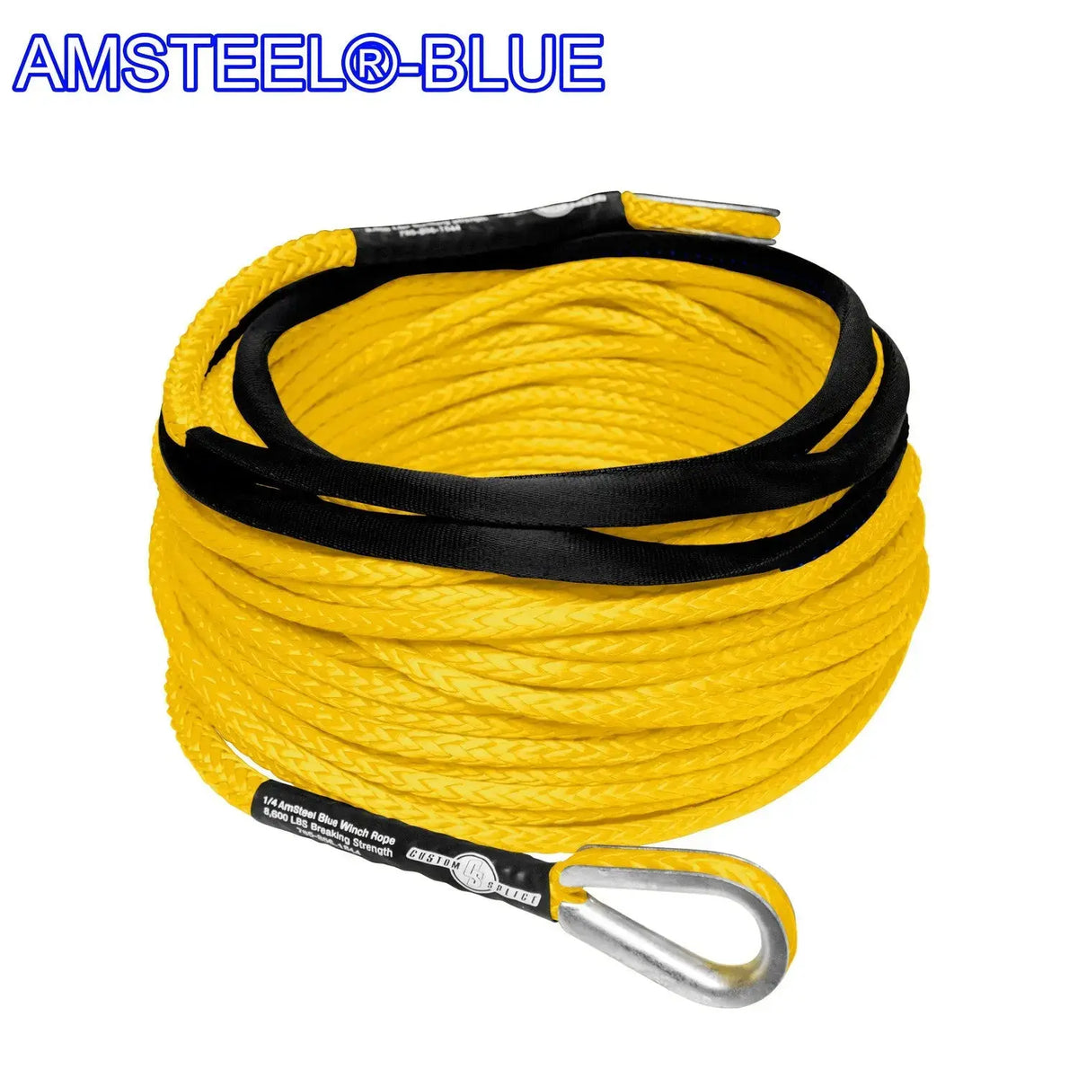 1/4" Extension - AmSteel Blue Winch Rope Yellow-100-Standard-Thimbles Custom Splice