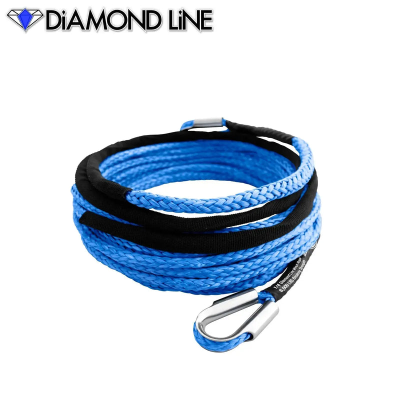 1/4" Extension - Diamond Line Winch Rope Blue-100-Tube-Thimbles Custom Splice