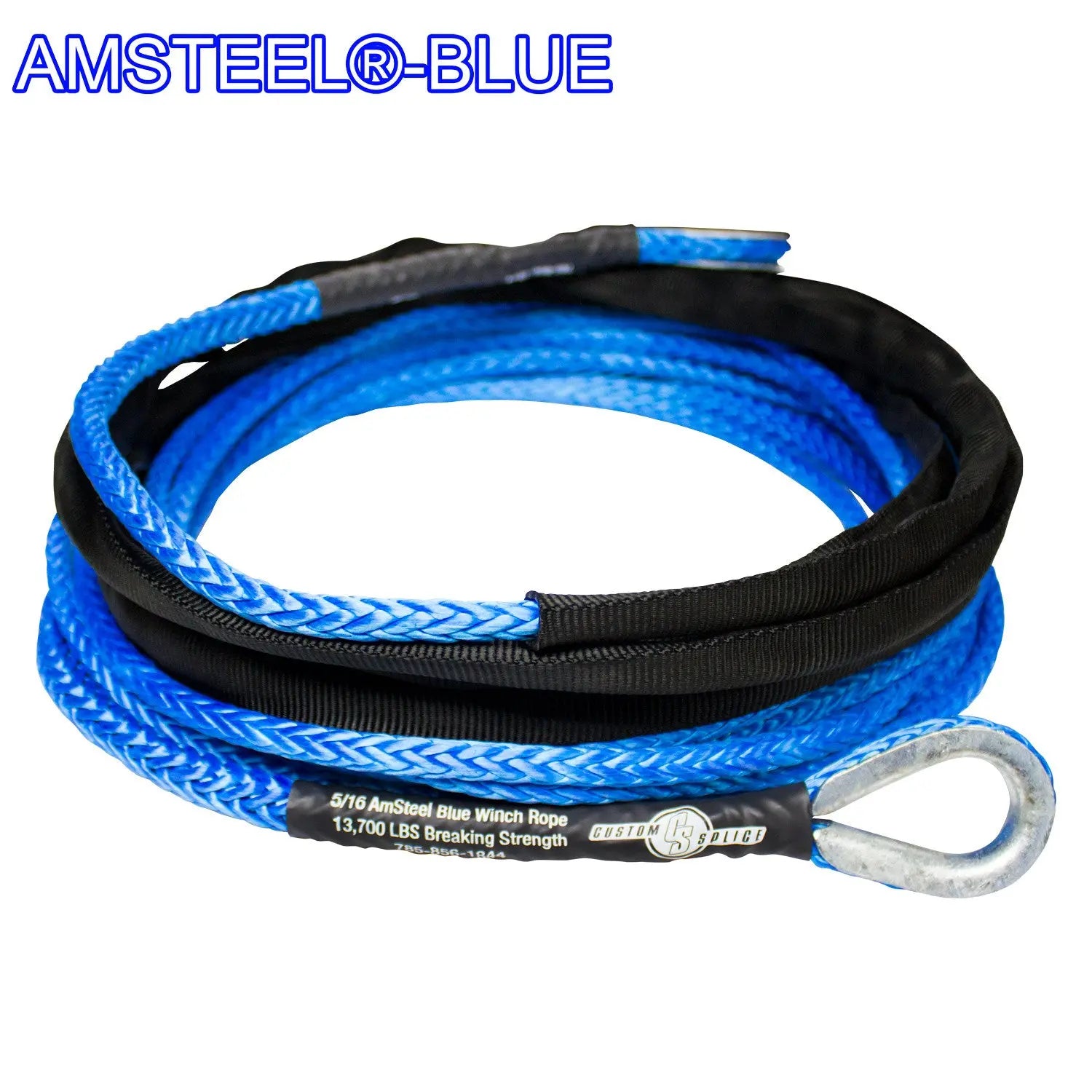 BILLET4X4 U.S. Made 5/16 Inch X 50 Ft. AMSTEEL Blue Winch Rope Extension (13,700lb Strength) (4X4 Vehicle Recovery