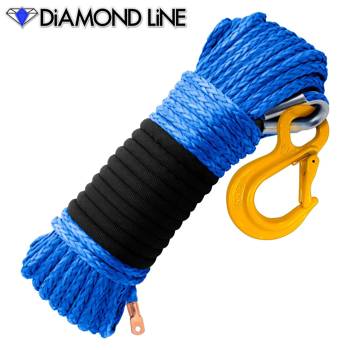 5/16" Diamond Line Winch Rope Mainline - Blue with Hook. 