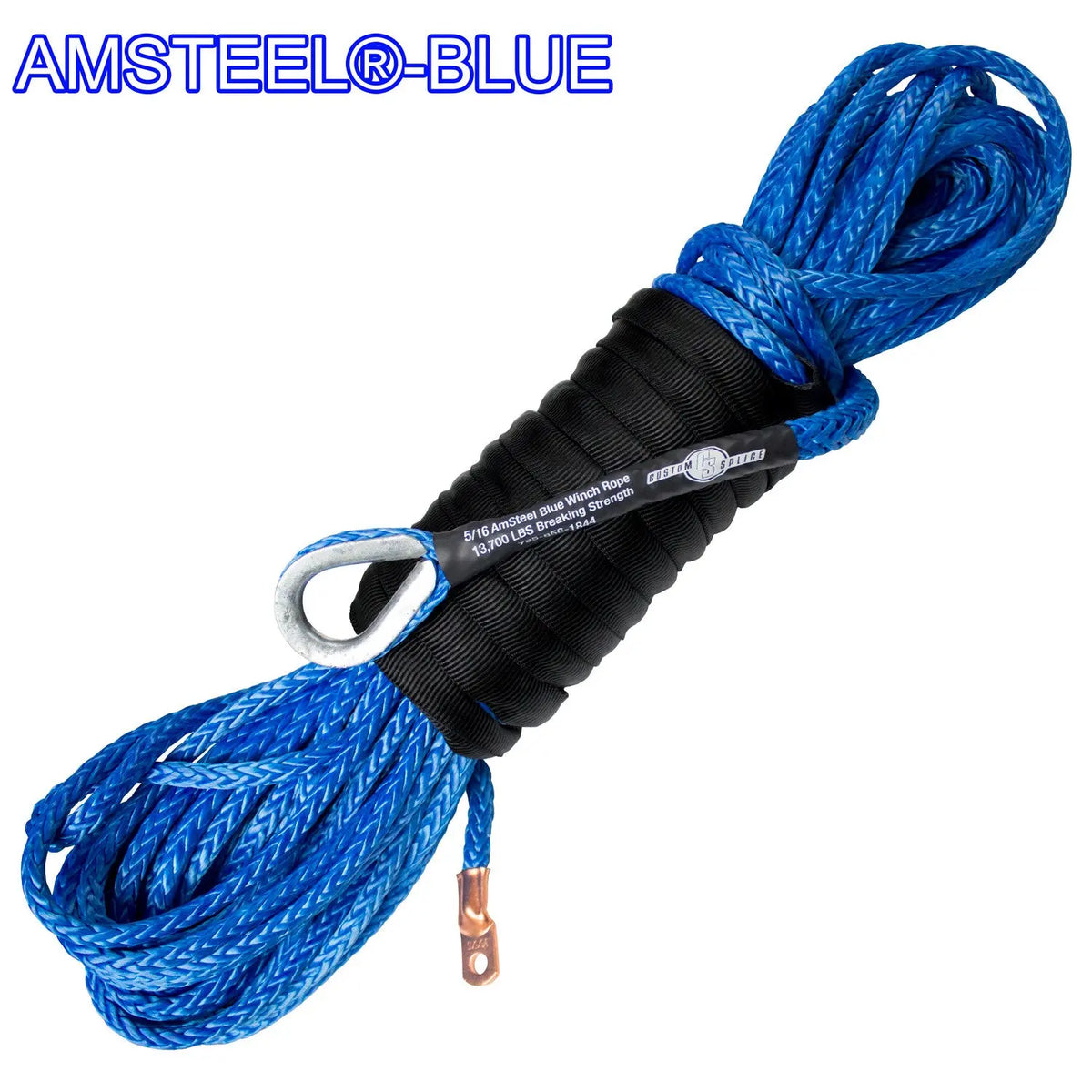 5/16 x 35 foot Main Line Winch Rope - AmSteel®Blue Custom Splice - AmSteel Blue