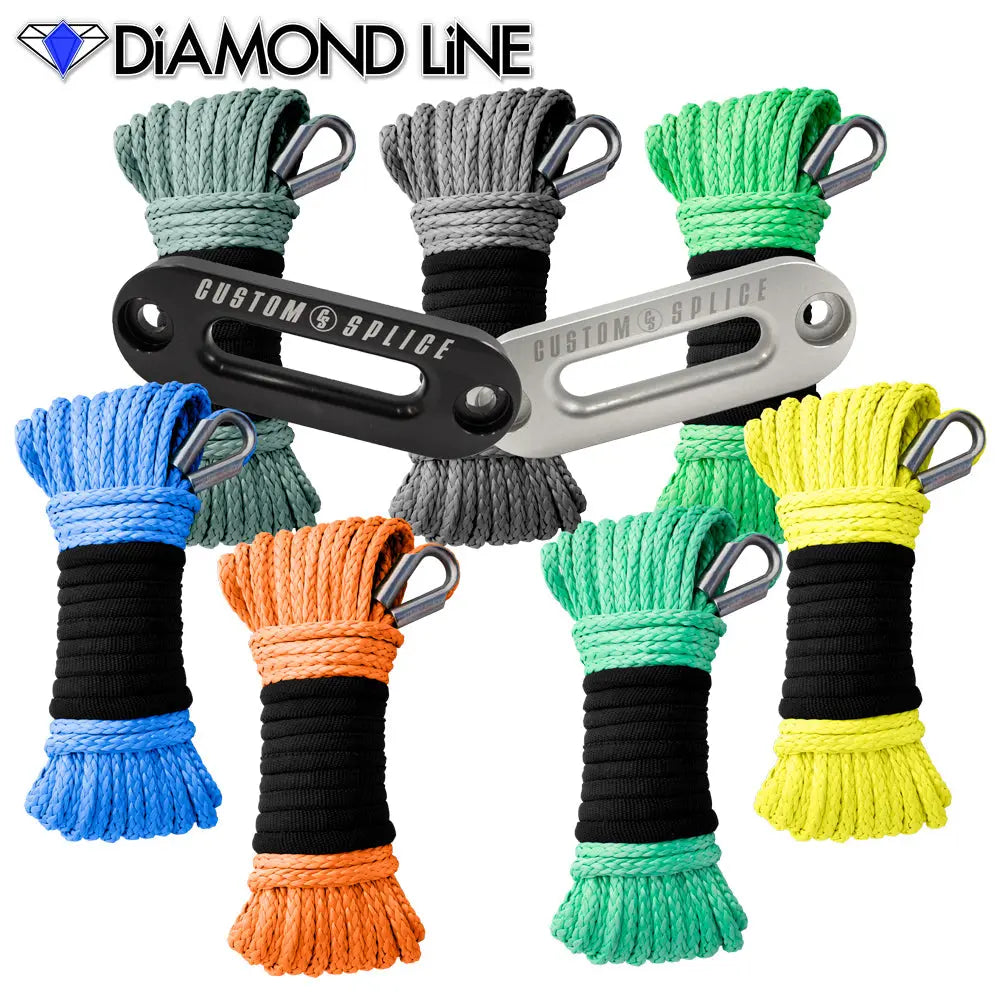 ATV Diamond Line Rope / Fairlead Bundle 3/16" X 50' Custom Splice - Diamond Line