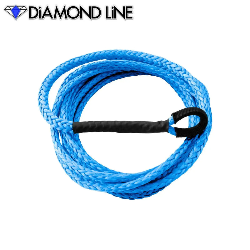 ATV UTV Snow Plow Lift Synthetic Winch Rope - Diamond Line Blue-1-4-X-12-Standard-Fused-Cut-Rope-End Custom Splice