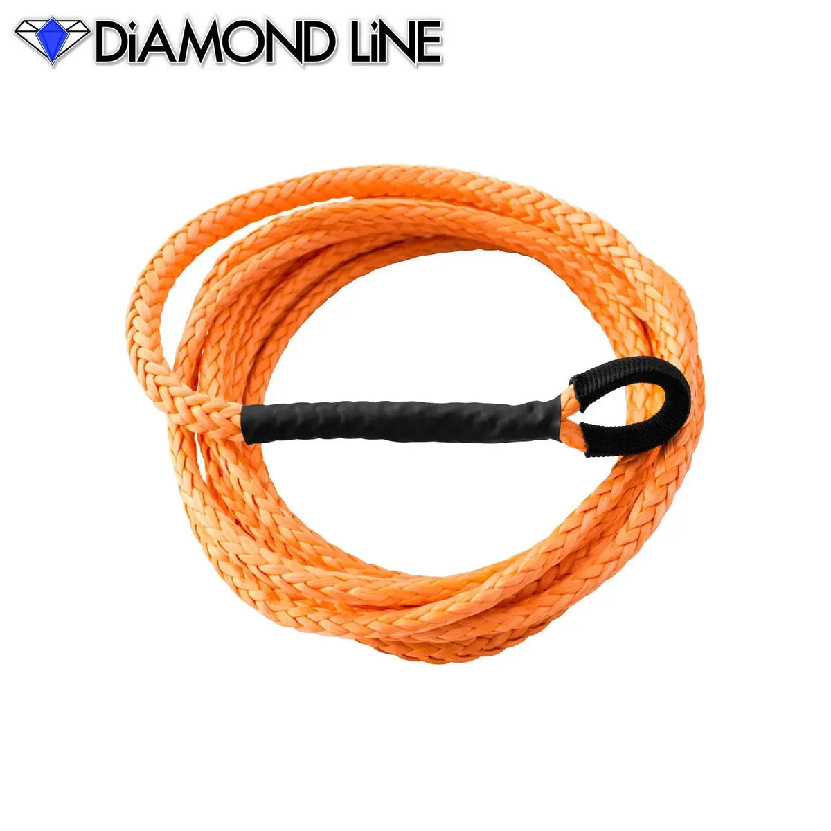 ATV UTV Snow Plow Lift Synthetic Winch Rope - Diamond Line Orange-1-4-X-12-Standard-Fused-Cut-Rope-End Custom Splice