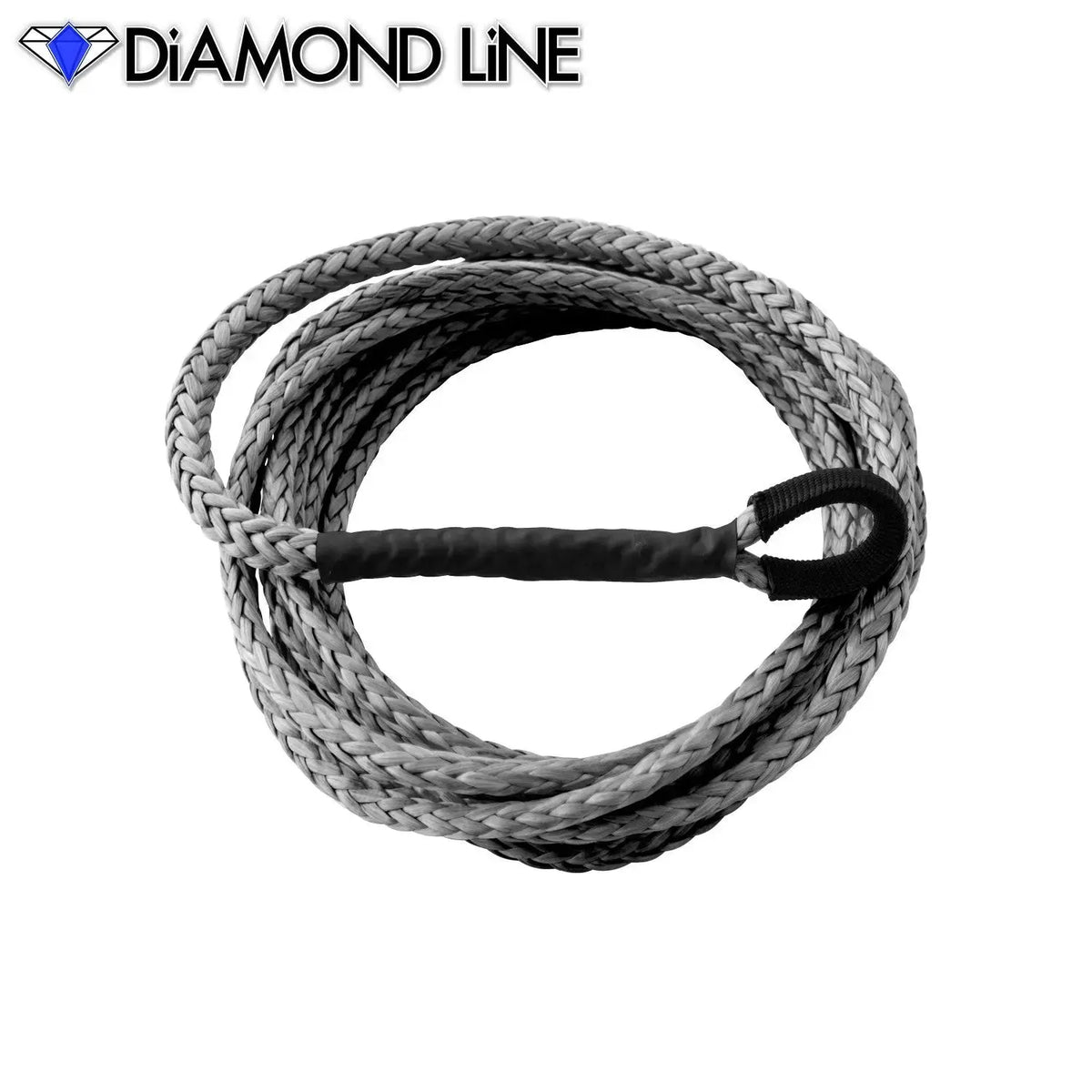 ATV UTV Snow Plow Lift Synthetic Winch Rope - Diamond Line Gray-1-4-X-12-Standard-Fused-Cut-Rope-End Custom Splice