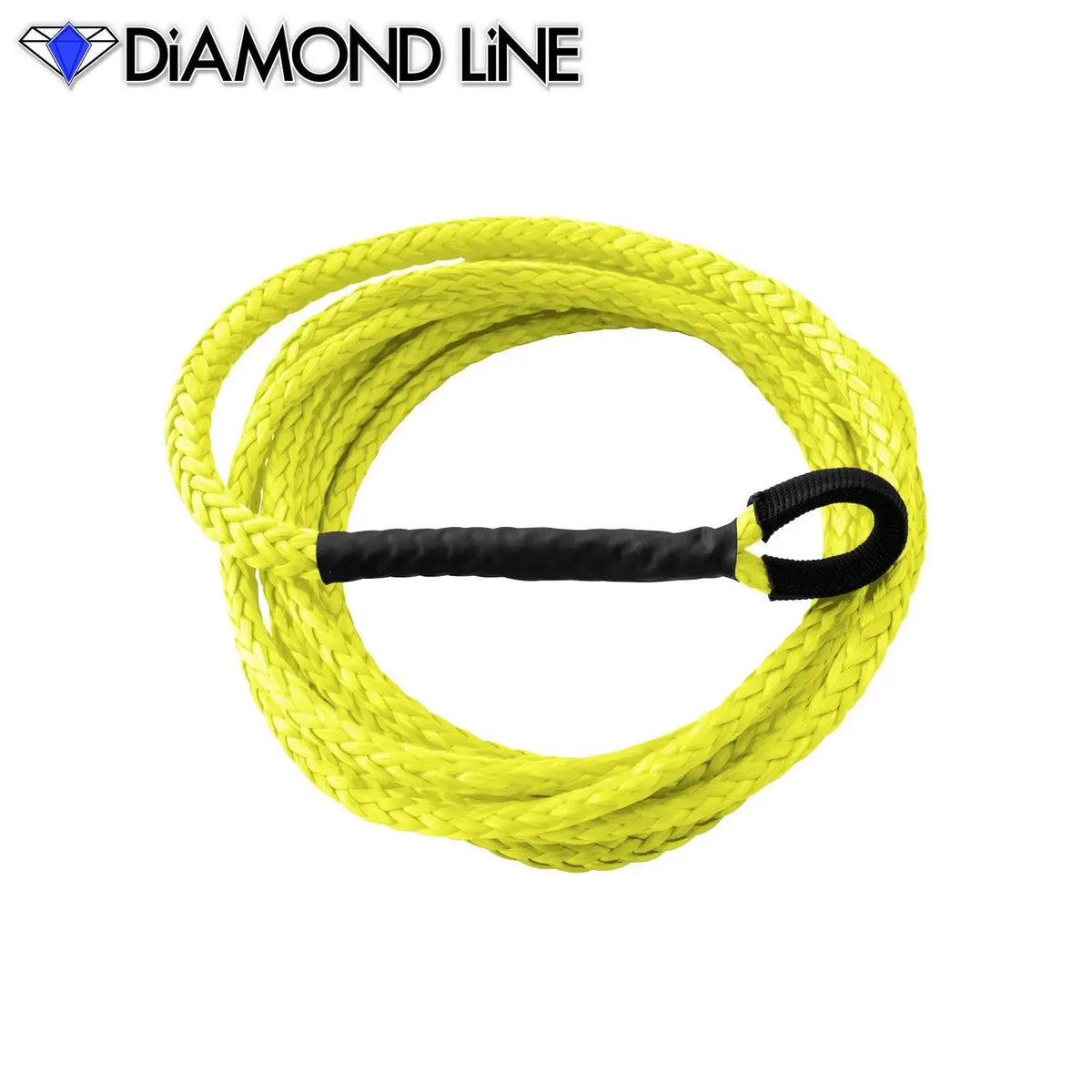 ATV UTV Snow Plow Lift Synthetic Winch Rope - Diamond Line Yellow-1-4-X-12-Standard-Fused-Cut-Rope-End Custom Splice