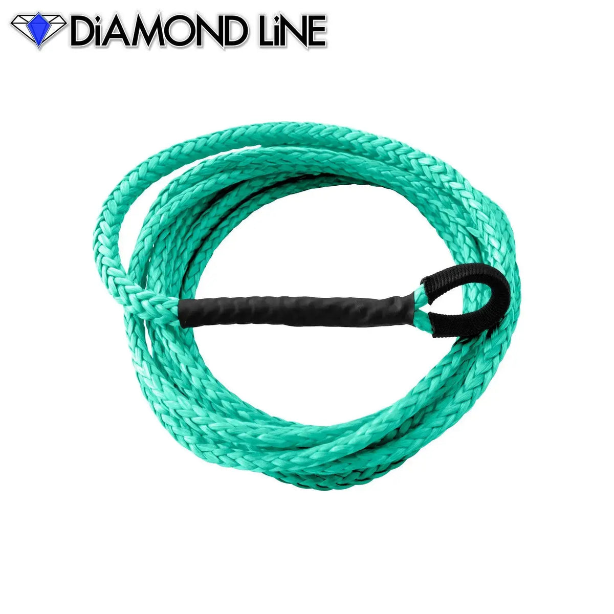 ATV UTV Snow Plow Lift Synthetic Winch Rope - Diamond Line Teal-Green-1-4-X-12-Standard-Fused-Cut-Rope-End Custom Splice