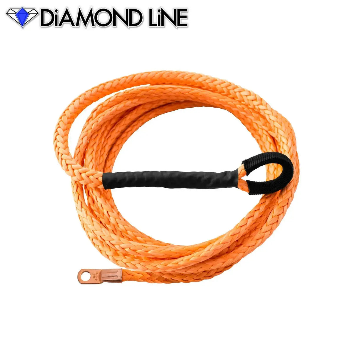 ATV UTV Snow Plow Lift Synthetic Winch Rope - Diamond Line Orange-1-4-X-12-Crimped-Drum-Eye Custom Splice