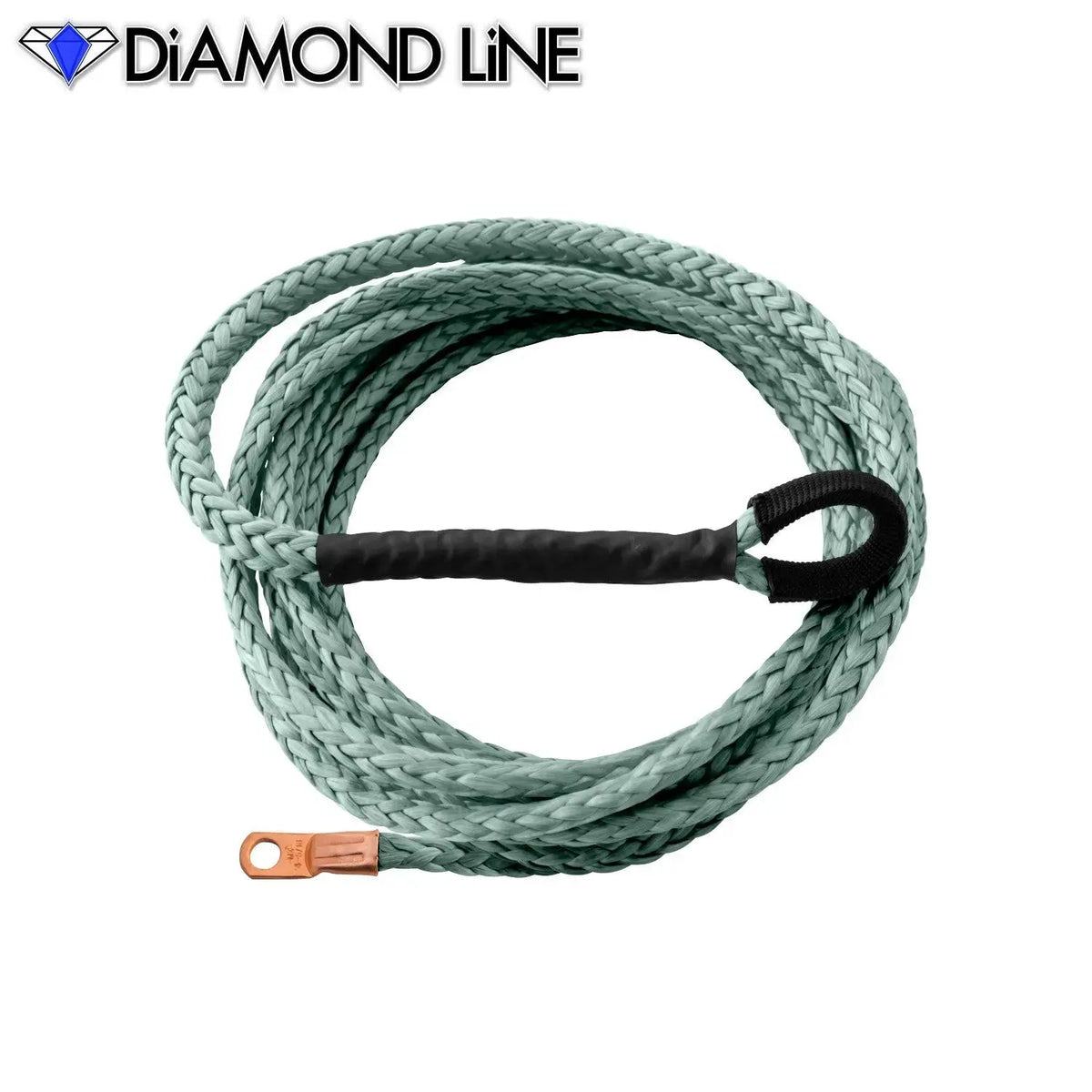 ATV UTV Snow Plow Lift Synthetic Winch Rope - Diamond Line Dark-Pewter-1-4-X-12-Crimped-Drum-Eye Custom Splice