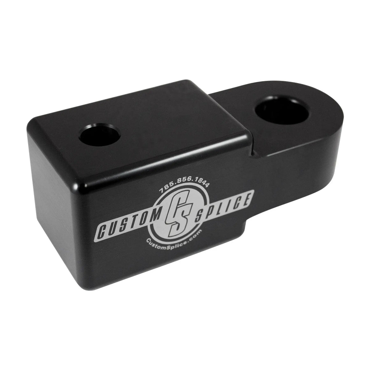 Black 2 1/2" Hitch Receiver Shackle Adapter - Angled for Profile and Scale. 
