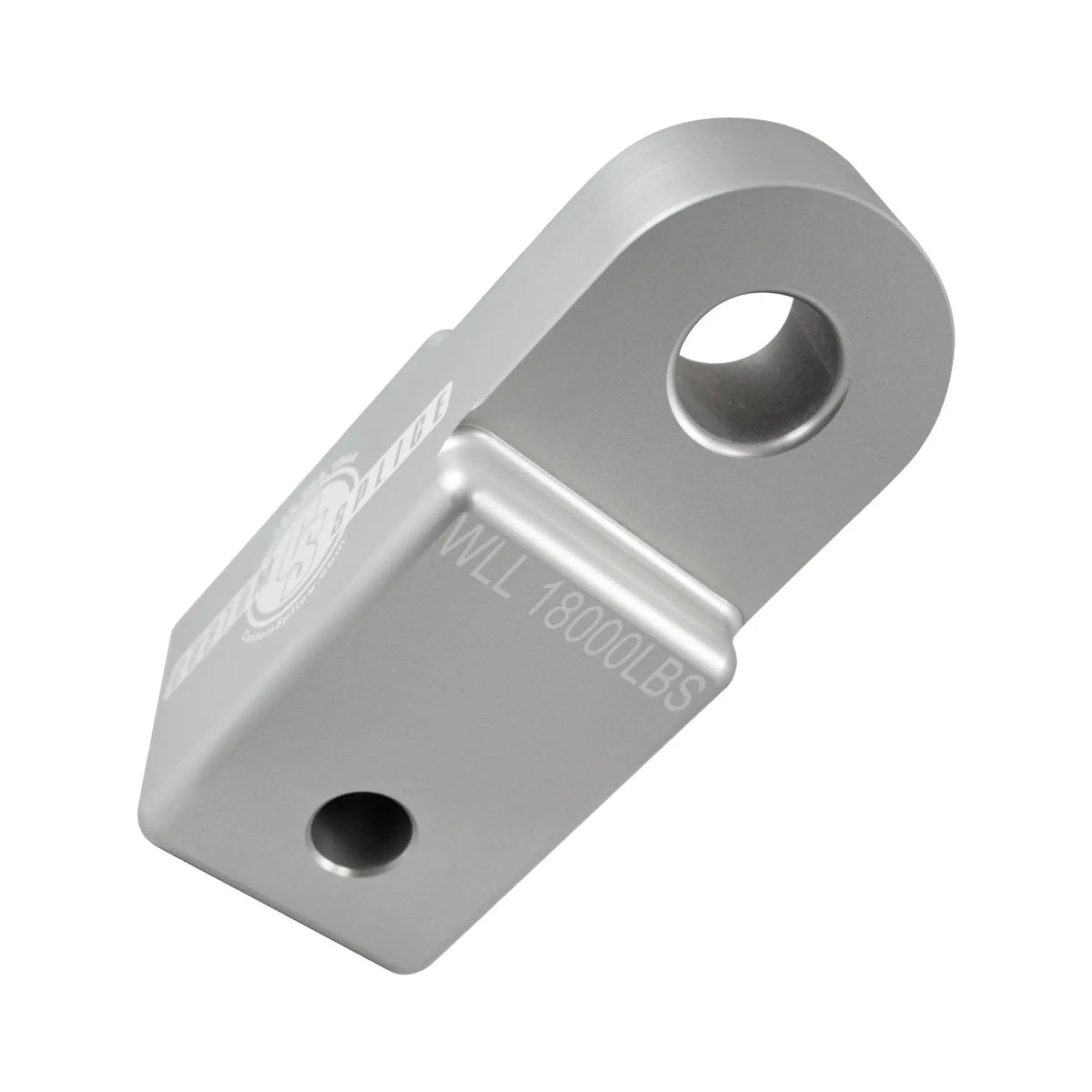 Silver 2 1/2" Hitch Receiver Shackle Adapter - Bottom View for Profile and Weight Load Limit.