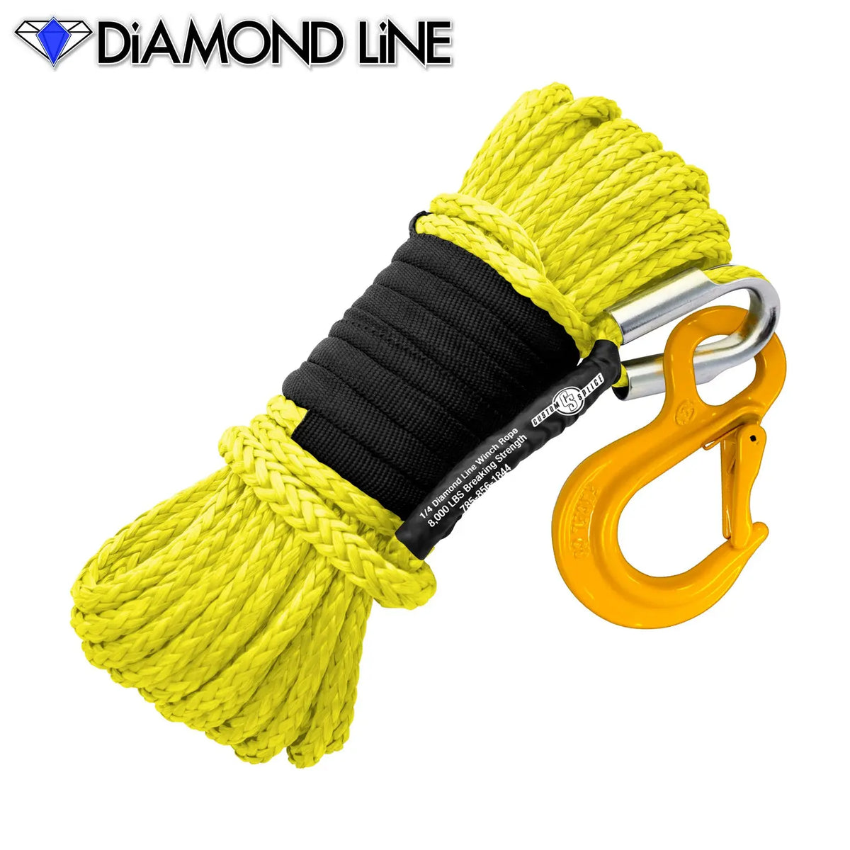 SxS UTV Diamond Line Rope / Fairlead Bundle 1/4" X 55' Custom Splice - Diamond Line